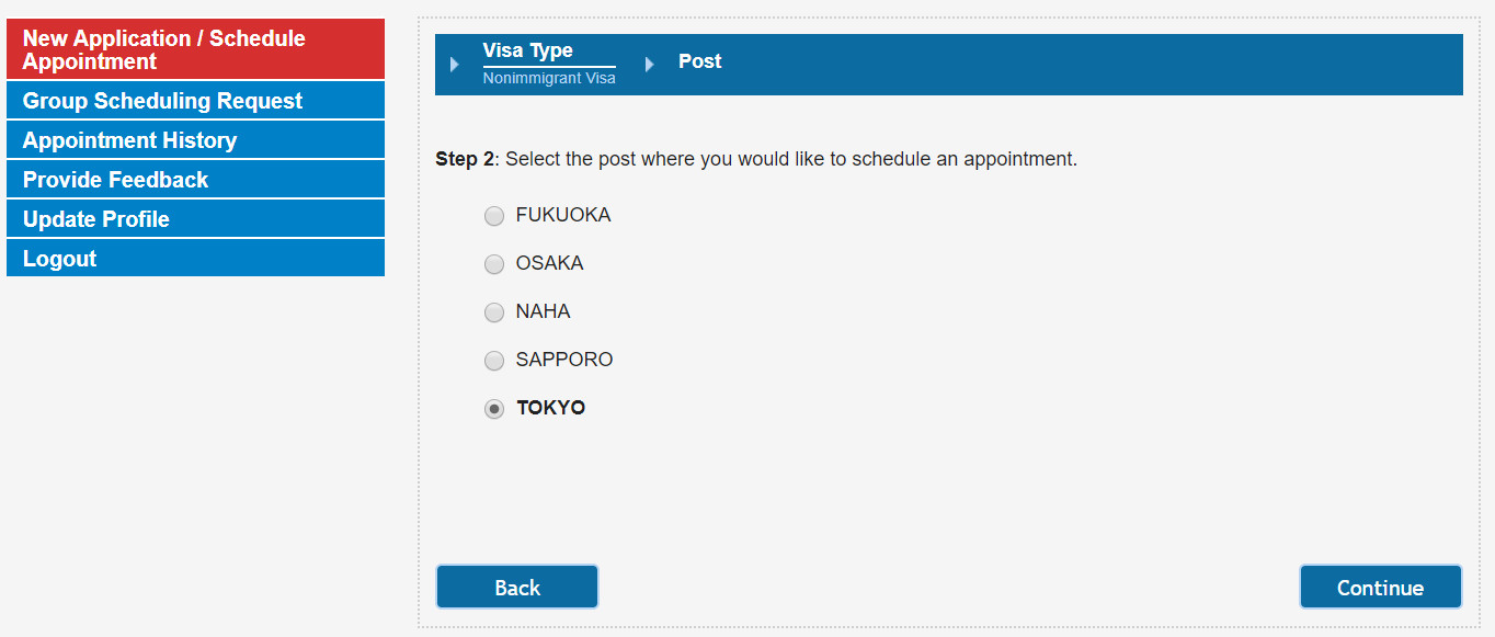 usa visa New Application / Schedule Appointment