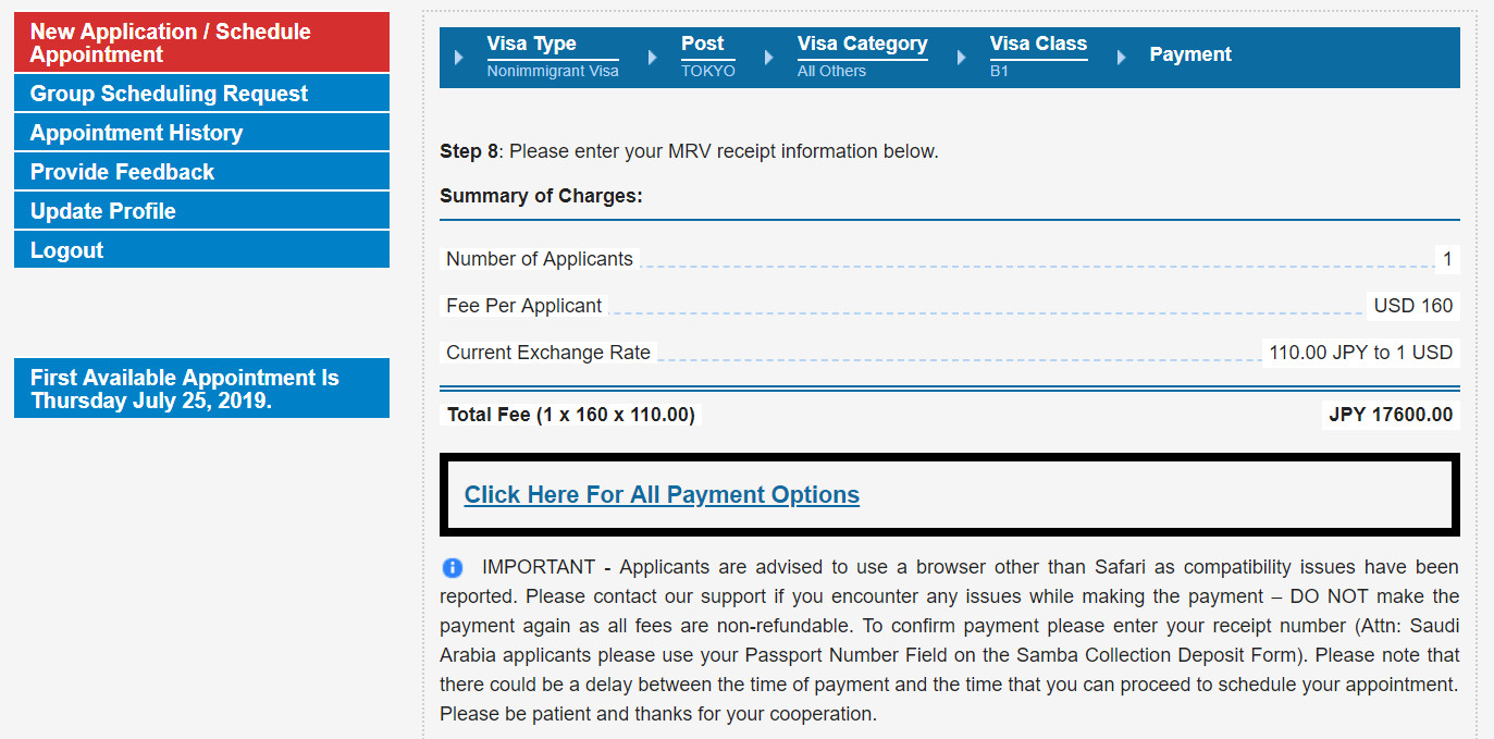 usa visa New Application / Schedule Appointment