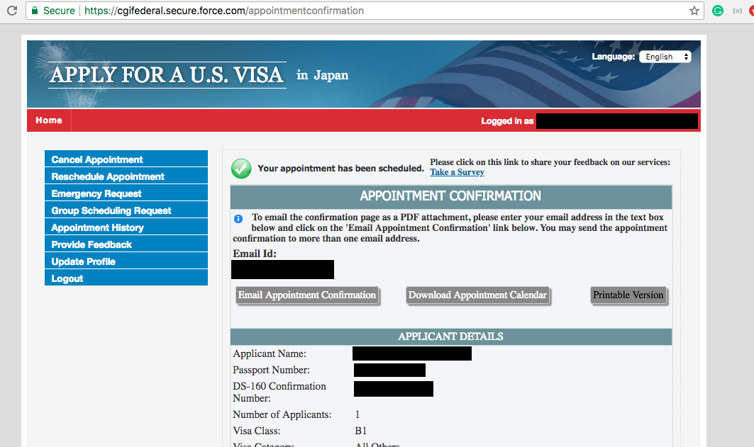 usa visa New Application / Schedule Appointment